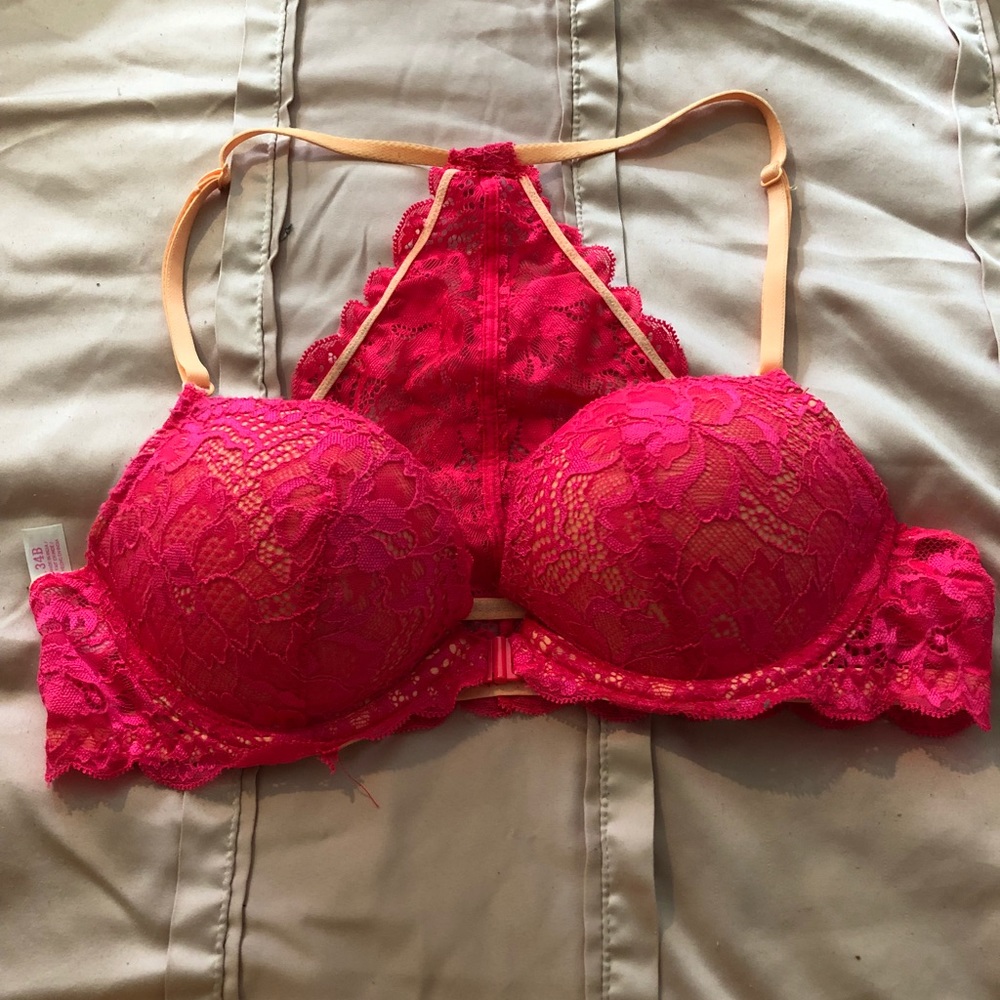 Pink by Victoria’s Secret Bright pink lace bra